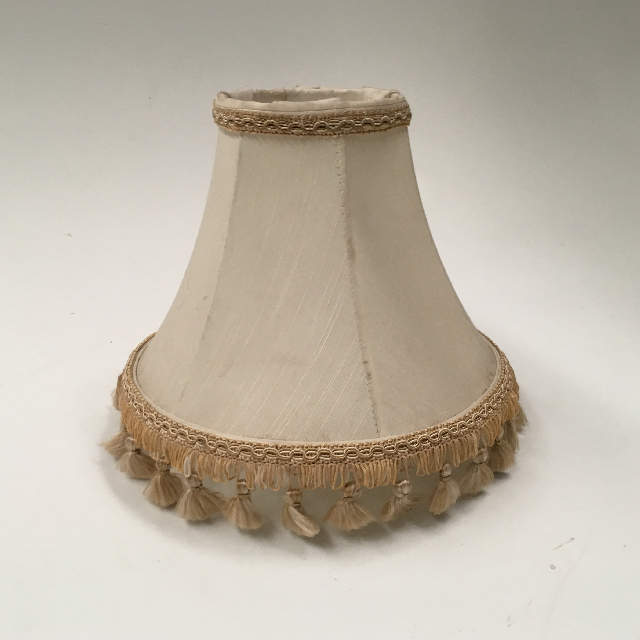 LAMPSHADE, Empire Style (Small) Cream Silk w Gold Tassel 24cm D x 18cm H